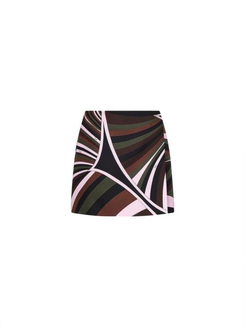 PUCCI Khaki and pink Iride-print crêpe de Chine mini skirt