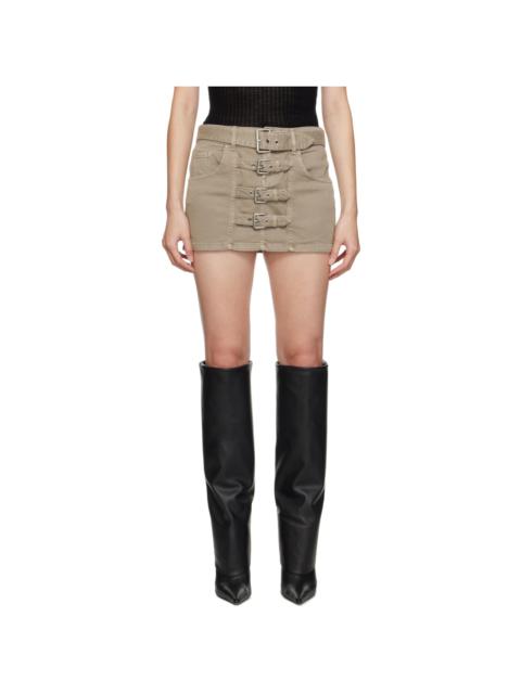 Blumarine Khaki Buckle Denim Miniskirt