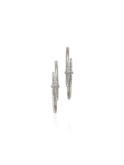 JOHN HARDY Spear Hoop Earring, Sterling Silver, Diamonds, 50MM