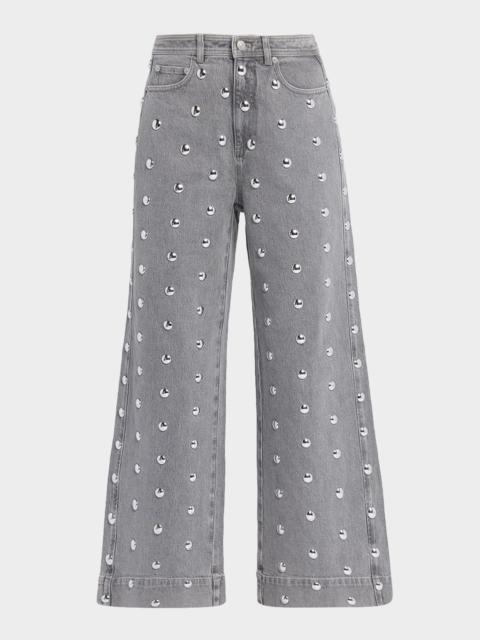Cinq à Sept Betsy Studded Wide Ankle Jeans