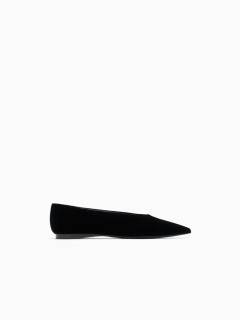 EMPORIO ARMANI POINTED-TOE VELVET BALLET FLATS