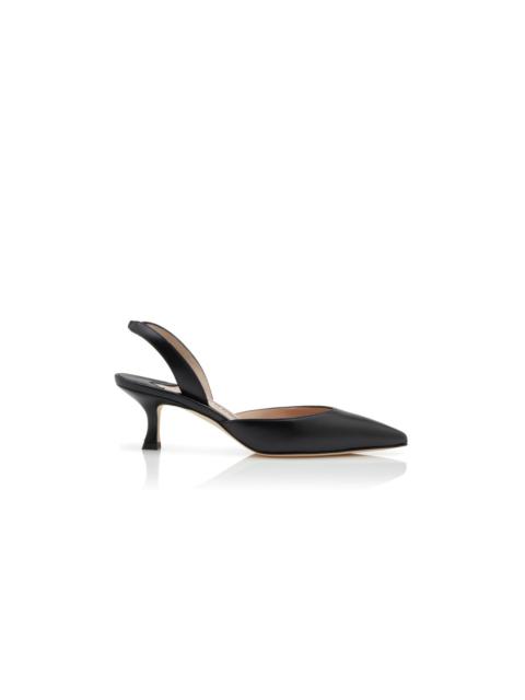 Black Nappa Leather Slingback Pumps