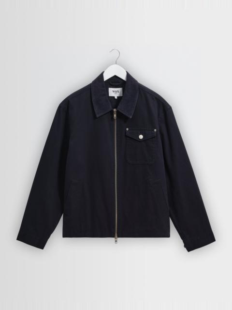 Wax London Mason - Navy Peached Canvas Work Jacket