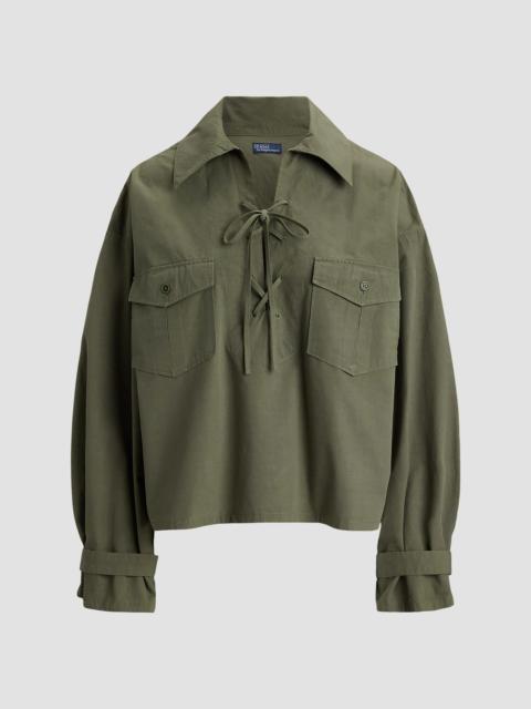 Polo Ralph Lauren Women's Lace-Up Cotton Shirt - Olive