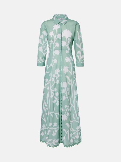 juliet dunn Floral scalloped cotton shirt dress