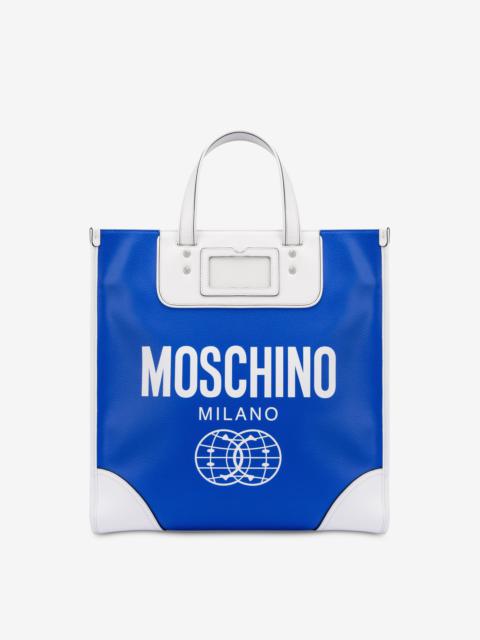 Moschino DOUBLE SMILEY® WORLD CALFSKIN SHOPPER BAG