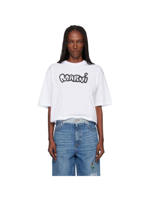 Marni White Sprayed Marni Logo Jersey T-shirt