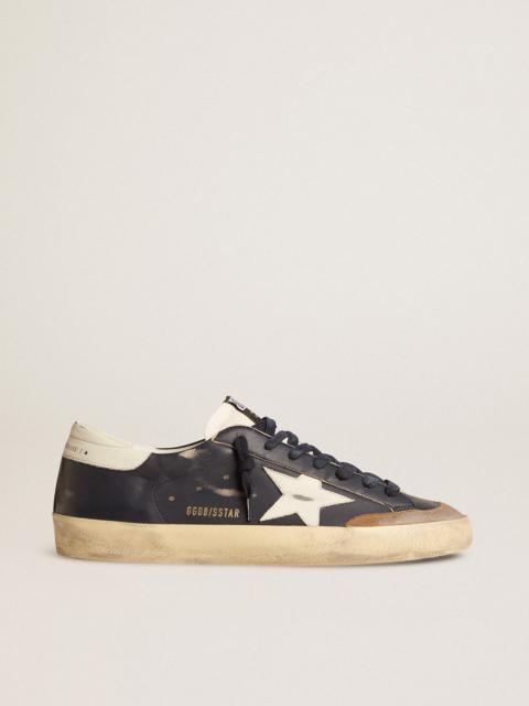 Super-Star in blue nappa leather with white leather star and heel tab