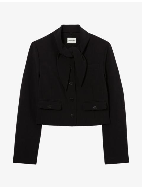 Claudie Pierlot Detachable-Scarf Crepe Jacket