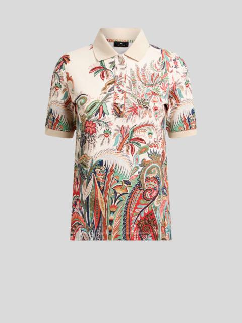 Etro COTTON PIQUE POLO SHIRT WITH PAISLEY FOLIAGE MOTIF