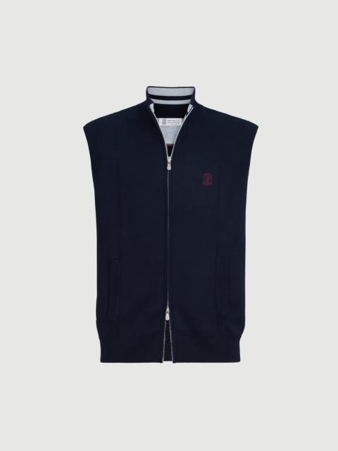 Brunello Cucinelli Cotton and silk French terry double knit vest with logo