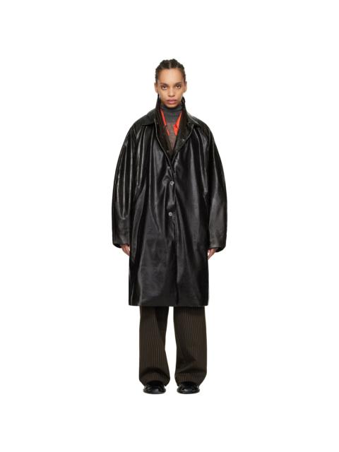 CORDERA Black Scratched Faux-Leather Coat