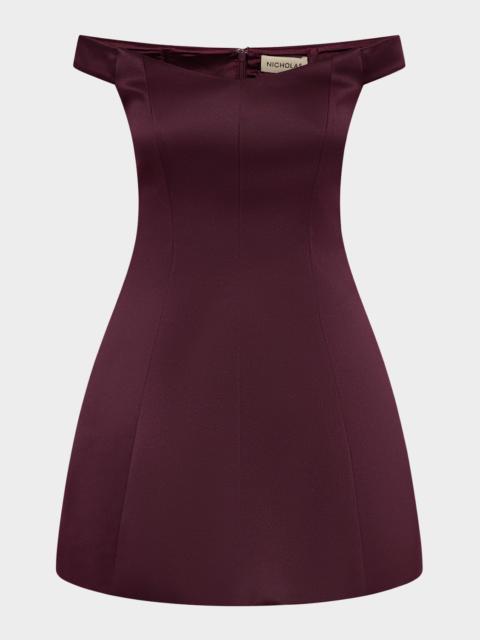 NICHOLAS Lilly Seamed Off-Shoulder Mini Dress
