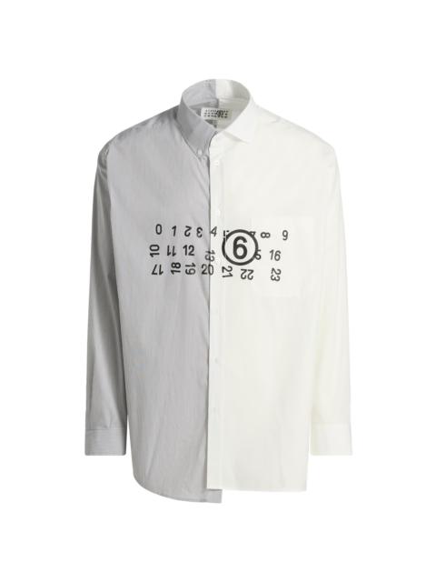 MM6 Maison Margiela Men's Numeric Cotton-Blend Asymmetric Shirt - Off White Grey