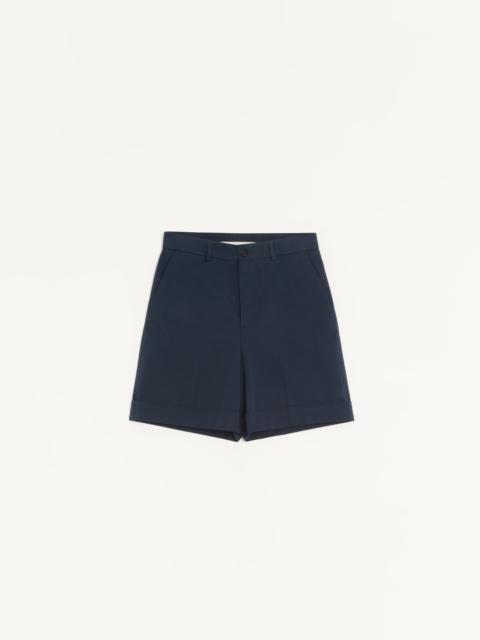 Valentino VALENTINO COTTON GABARDINE BERMUDA SHORTS WITH TURN-UP AND VLOGO EMBROIDERY