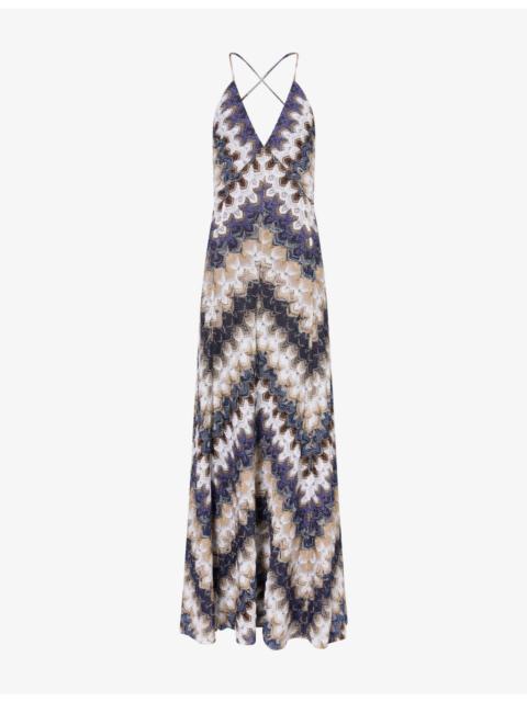 Missoni V-Neck Raschel-Lace Knitted Maxi Dress