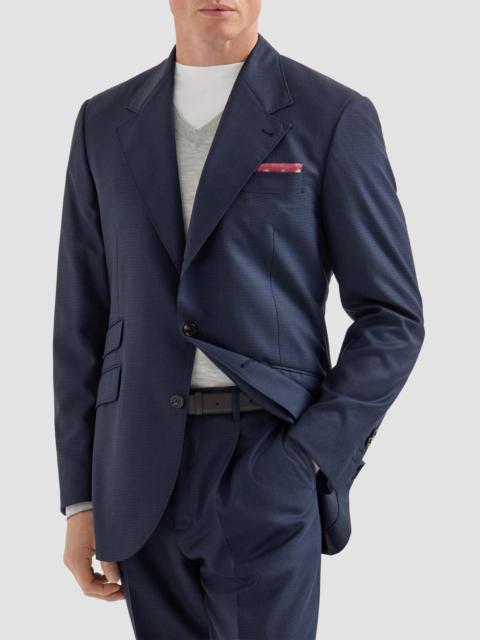 Brunello Cucinelli Men's Virgin Wool Houndstooth Cavallo Tailor Blazer - Navy Blue
