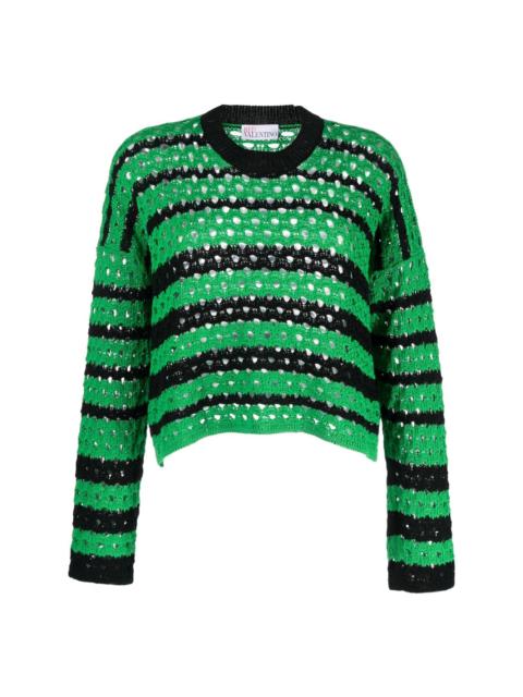 REDValentino striped open-knit cotton jumper