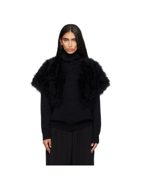 Yves Salomon Black Turkey Feather Cape Jacket