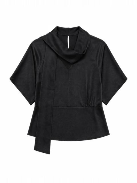 The Kooples TOP WITH A BLACK SATIN BOW TIE
