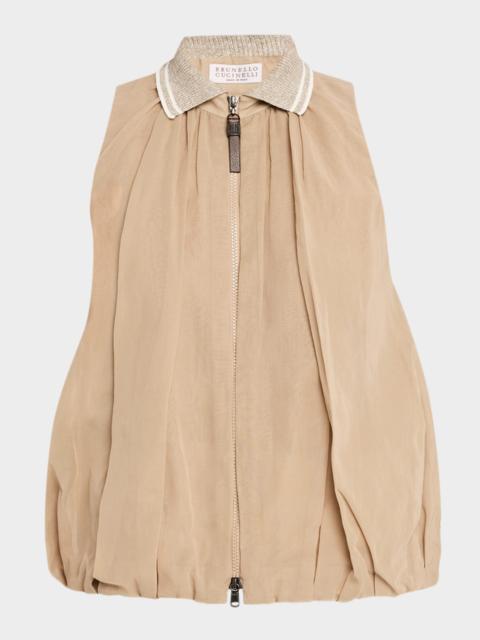 Brunello Cucinelli Pleated Cotton Zip Bubble Vest