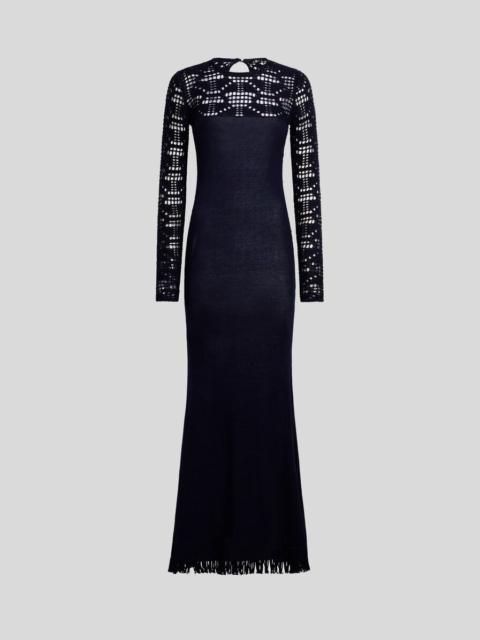 Etro LONG COTTON DRESS WITH CROCHET-EFFECT INSERT