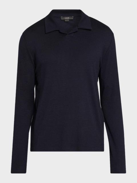 Vince Men's Wool Interlock Long-Sleeve Polo Shirt