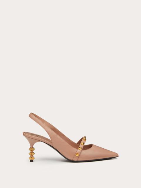 Rockstud Slingback Pump with sculpted heel in kidskin 70 mm