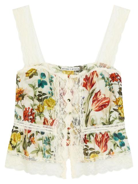 Alice + Olivia Alice + Olivia Annabeth Floral-print Cotton-blend top