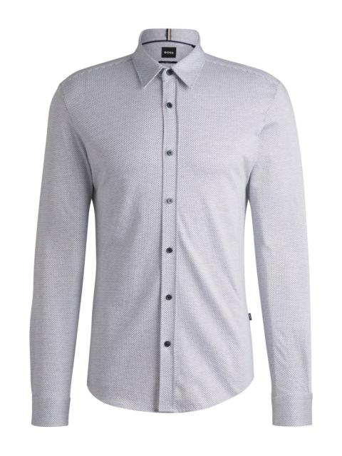 BOSS SLIM-FIT SHIRT IN STRUCTURED COTTON JERSEY
