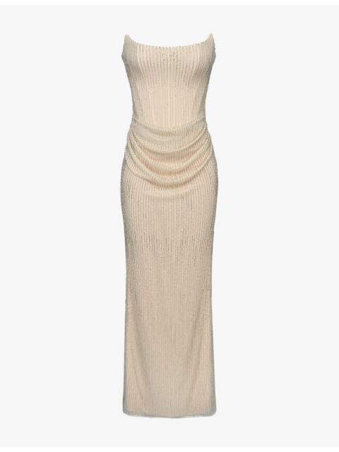 House of CB Arielle Bead-Embellished Mesh Bridal Gown