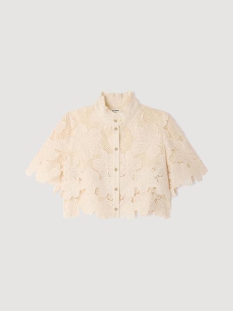 Sandro CROPPED FLORAL GUIPURE SHIRT