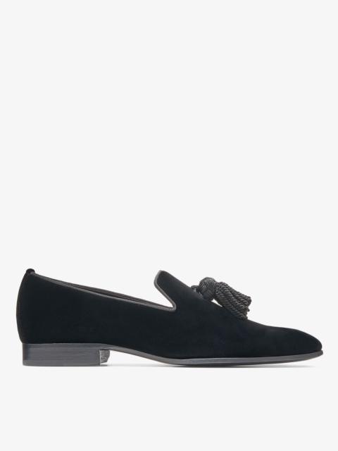 JIMMY CHOO Foxley/M
Black Velvet Slip-On Shoes with Tassel