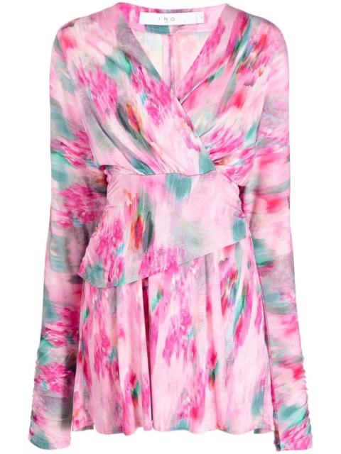IRO abstract-print long-sleeve mini dress
