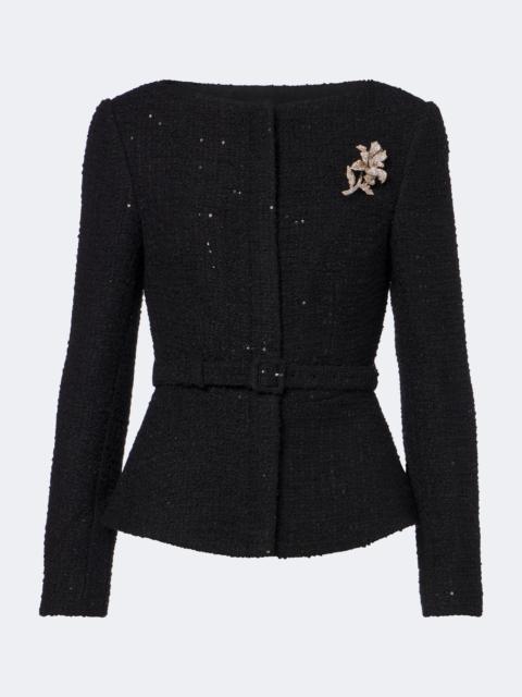 ROLAND MOURET Belted embellished bouclé jacket