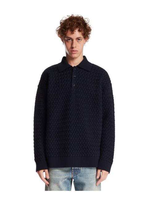Bottega Veneta Blue Intrecciato Wool Sweater