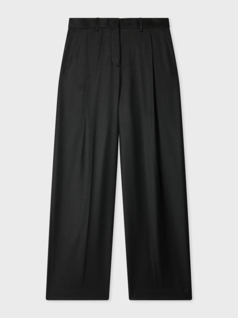 Paul Smith Women's Black Wool-Cashmere Wide-Leg Trousers