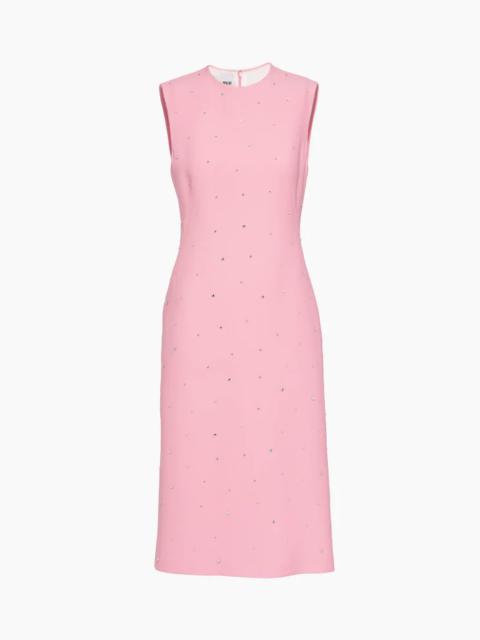 Embroidered sleeveless cady dress