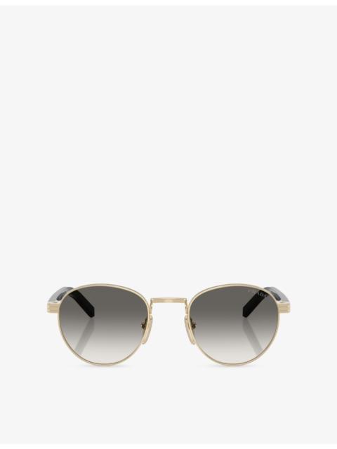 Prada PRB52S Round-Frame Metal Sunglasses
