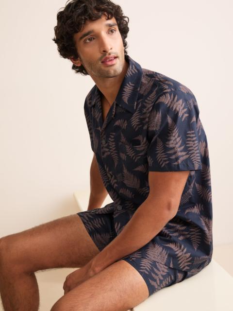 Derek Rose Ledbury Cotton Batiste Short Pajamas Navy & Pink Fern