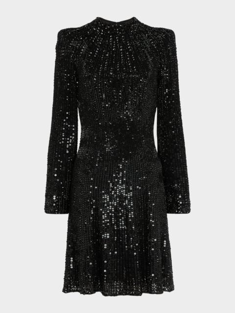 JENNY PACKHAM Crystal Crunch Long-Sleeve Mini Dress