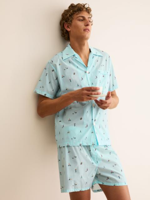 Derek Rose Men's Short Pajamas People of London Blue Stripe