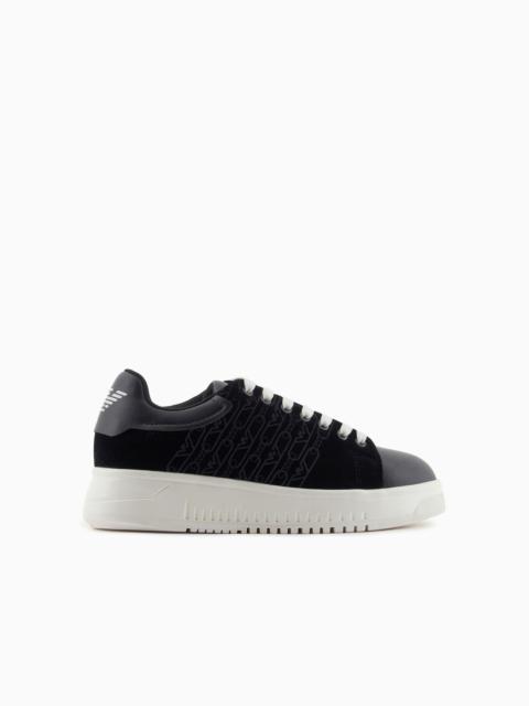 EMPORIO ARMANI Monogram velvet sneakers