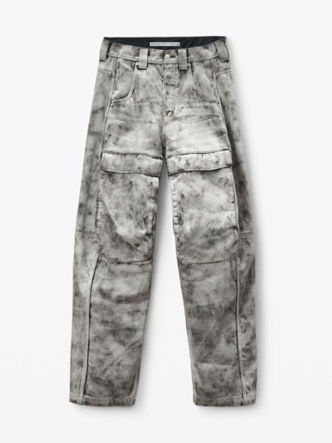Alexander Wang denim cargo pants in trompe-l’oeil leather effect