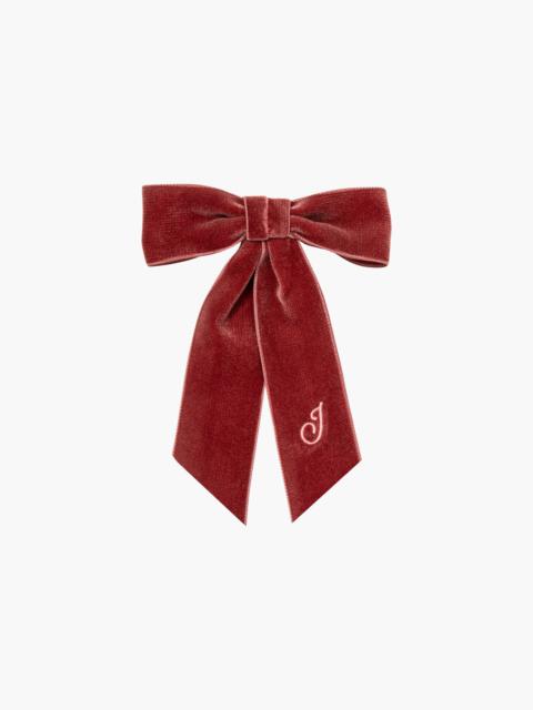 Initial Wide Velvet Bow Barrette