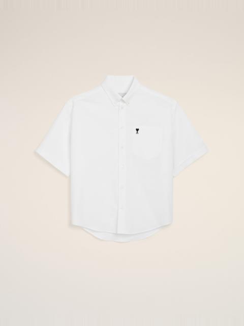 AMI Paris WHITE COTTON BOXY EMBROIDERED AMI DE COEUR