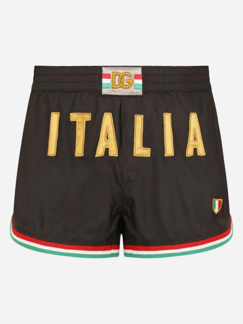 Dolce & Gabbana Short swim shorts with Italy DG patch
