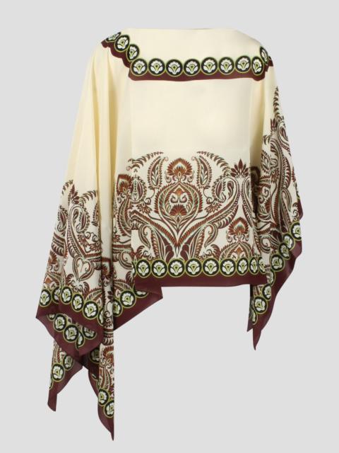Etro Printed silk poncho
