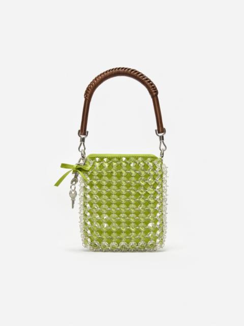 self-portrait Green Crystal Chain Mini Tote Bag