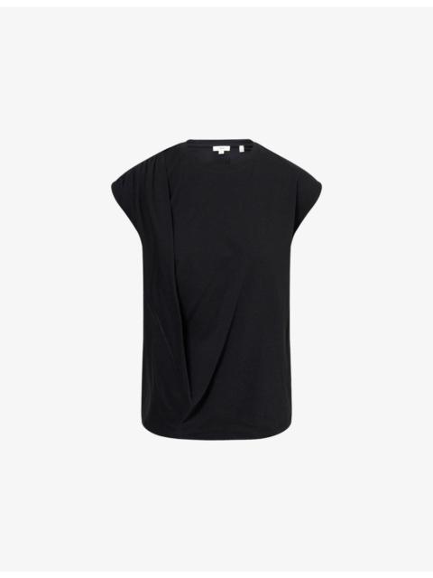 Vince Relaxed Sleeveless Drape Cotton-Jersey Top